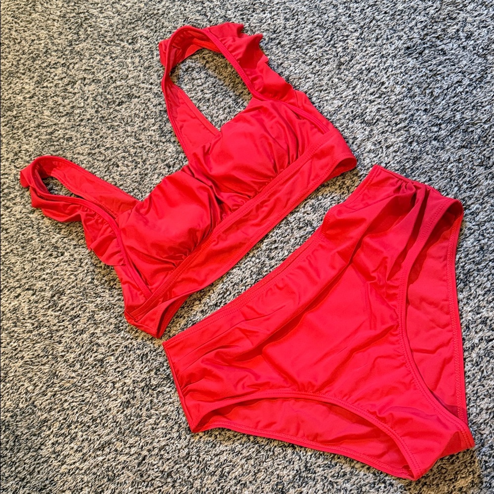 Red Two-Piece Bikini Set